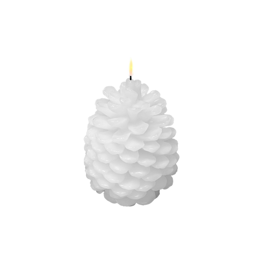 LED Christmas Pinecone Candle White 10x13cm