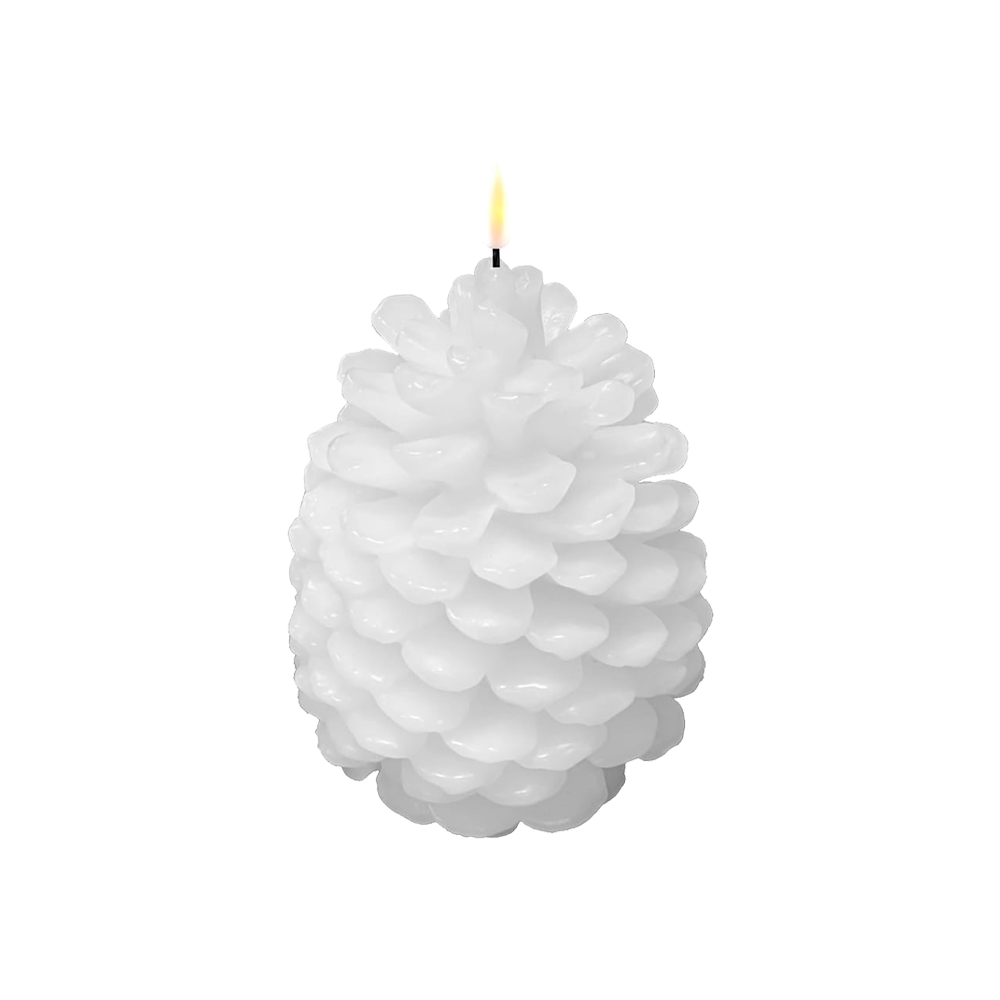 LED Christmas Pinecone Candle White 14x19cm