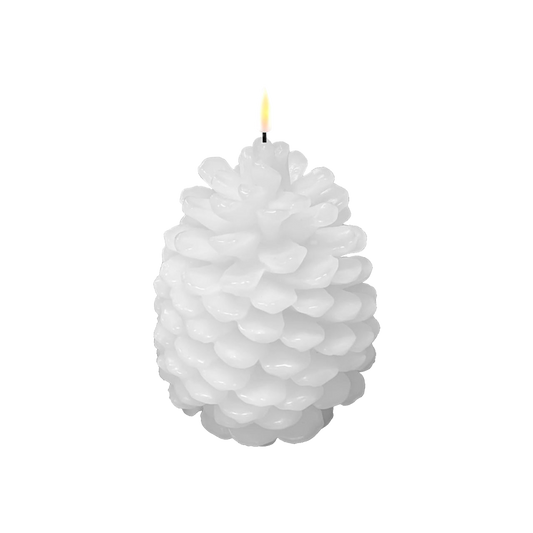 LED Christmas Pinecone Candle White 14x19cm