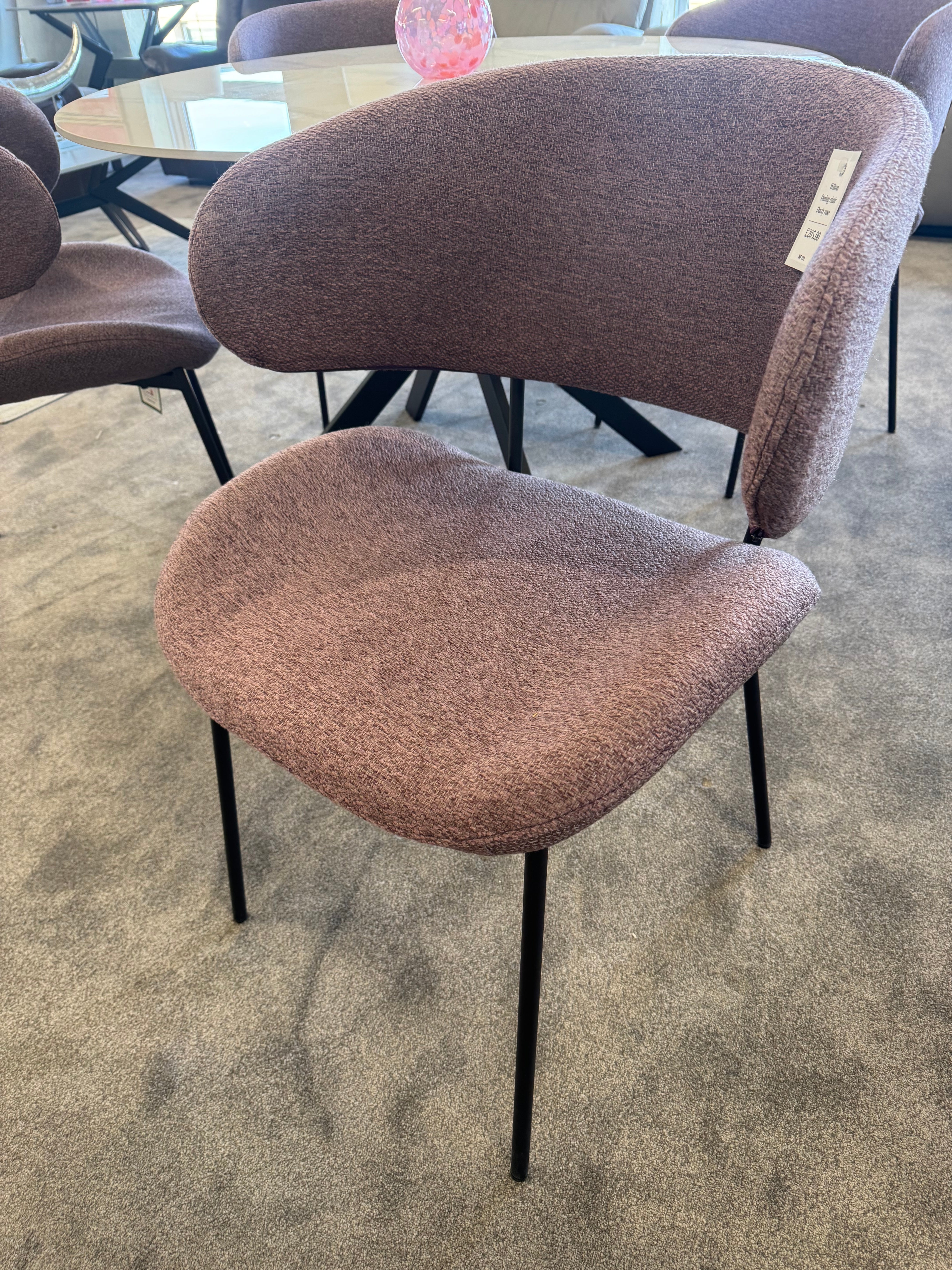 Circular White Table & 4 Dusty Rose Chairs | Clearance