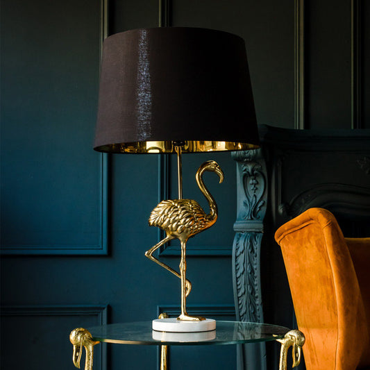 Gold Flamingo Table Lamp with Black Shade