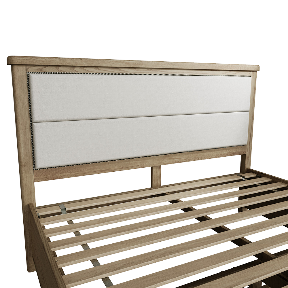 Helmsley Bed Fabric Headboard with Drawers