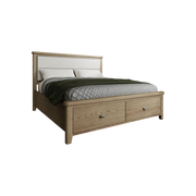 Helmsley Bed Fabric Headboard with Drawers