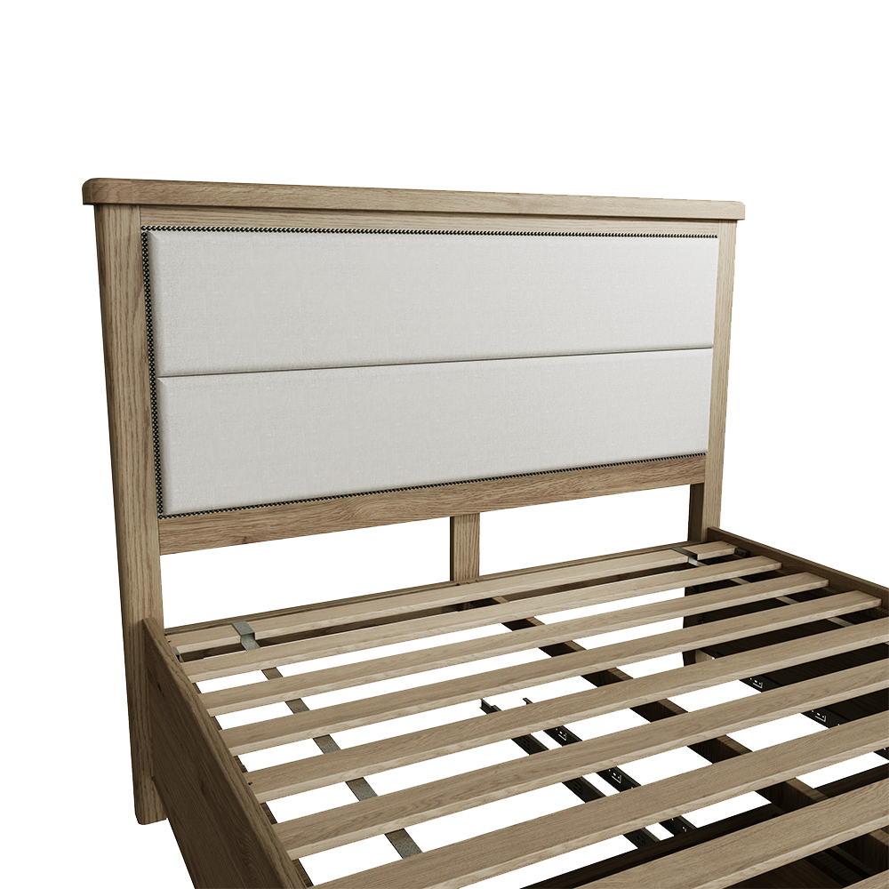 Helmsley Bed Fabric Headboard with Drawers