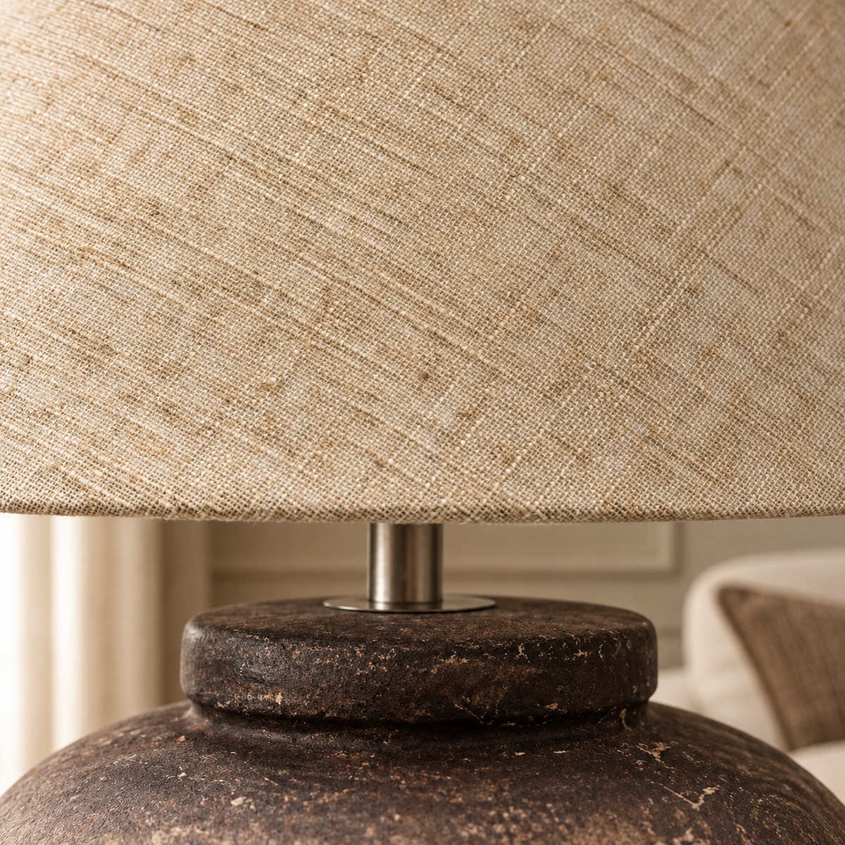 Ashby Brown Table Lamp with Natural Fabric Shade
