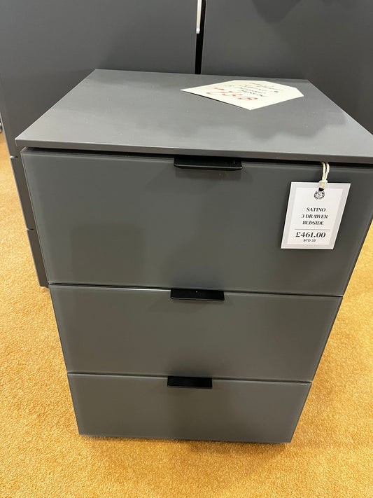 Satino 3 Drawer Bedside x2 Available  | Clearance