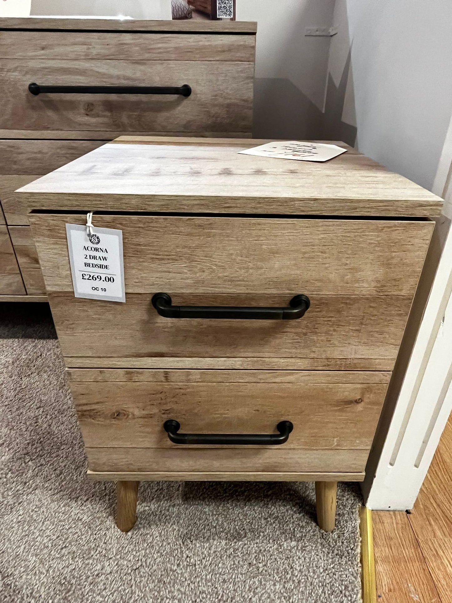 Acorna Light Oak 2 Drawer Bedside  | Clearance