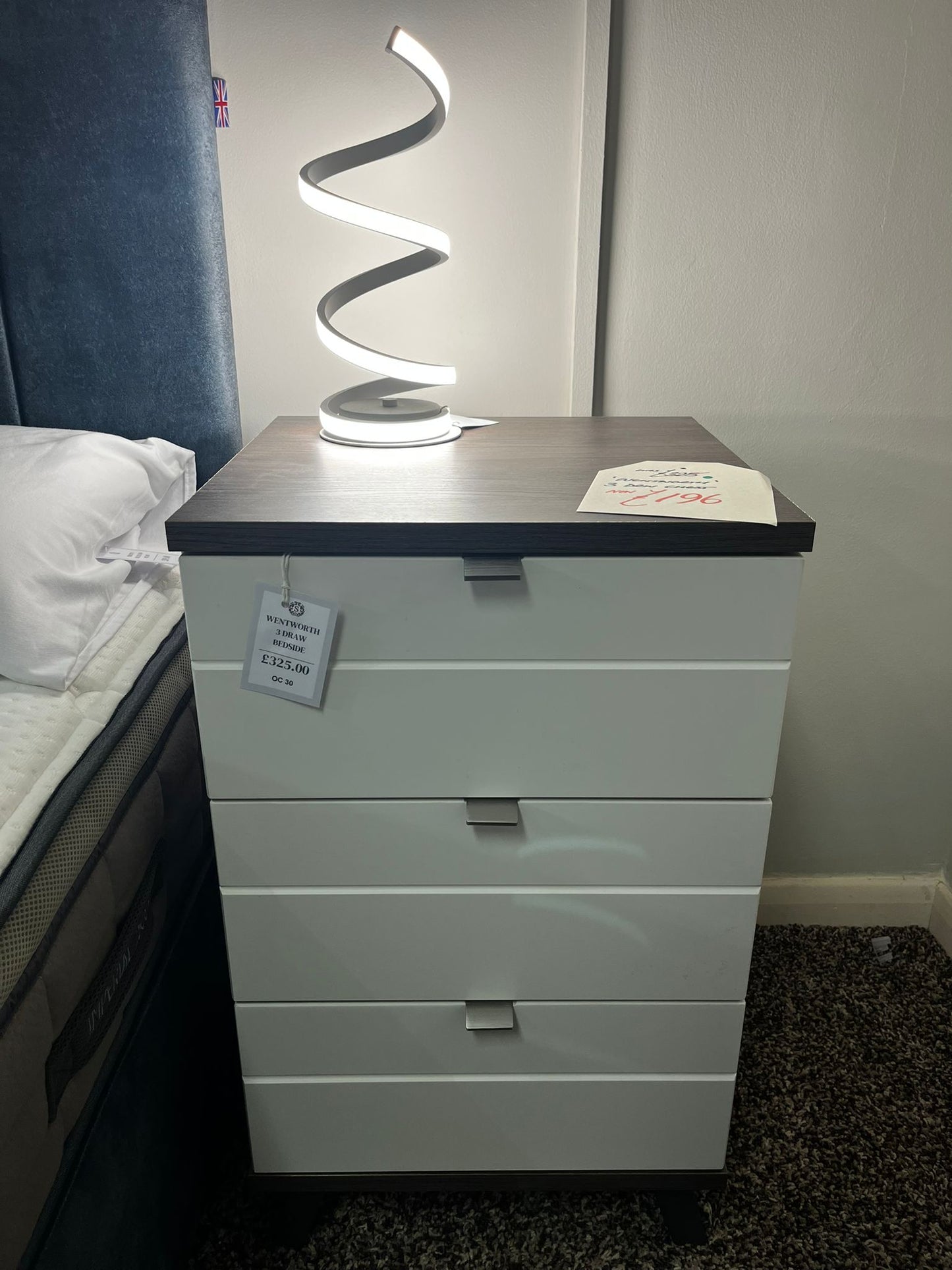 Wentworth 3 Drawer Bedside  | Clearance