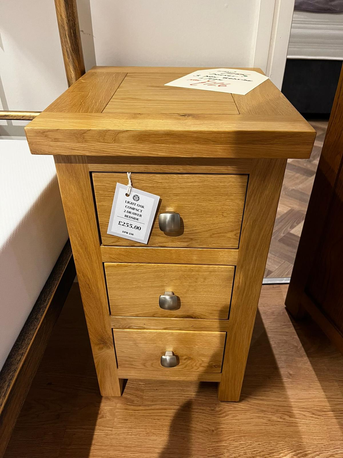 Dorset 3 Drawer Bedside in Light Oak  | Clearance