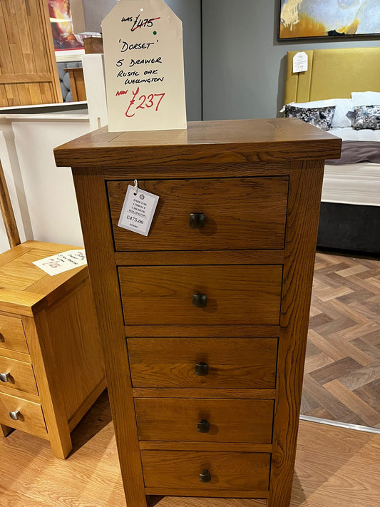 Dorset 5 Drawer Wellington in Rustic Oak  | Clearance