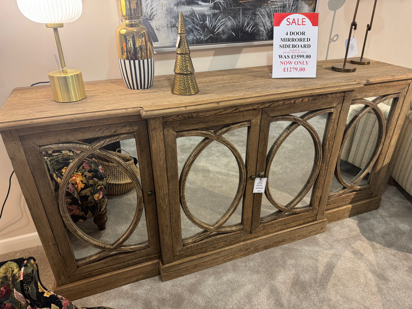 4 Door Mirrored Sideboard