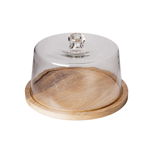 Round Tray & Glass Bell 30cm