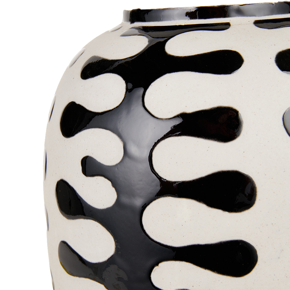 Pottlewick Black and White Tall Coral Ceramic Table Lamp