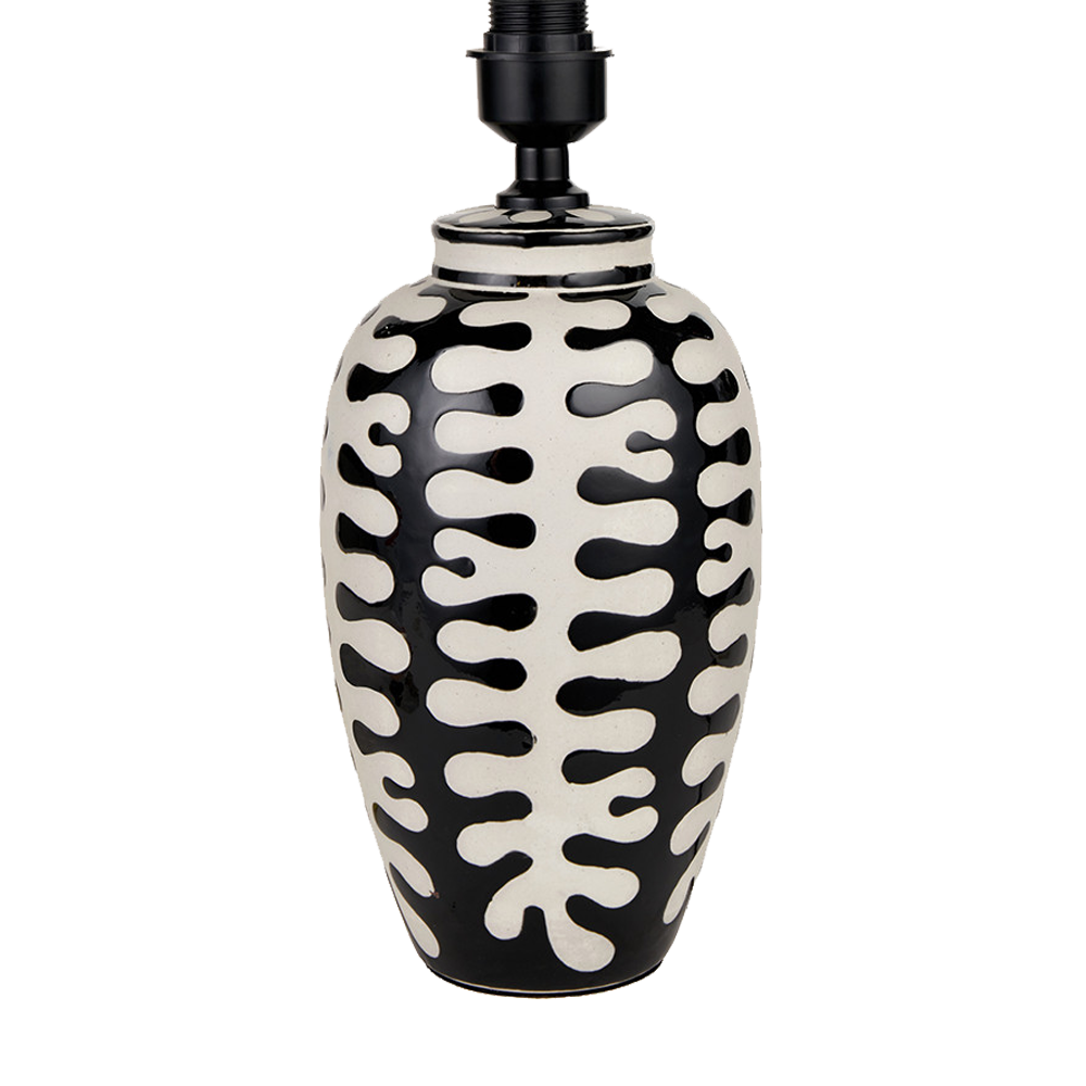 Pottlewick Black and White Tall Coral Ceramic Table Lamp