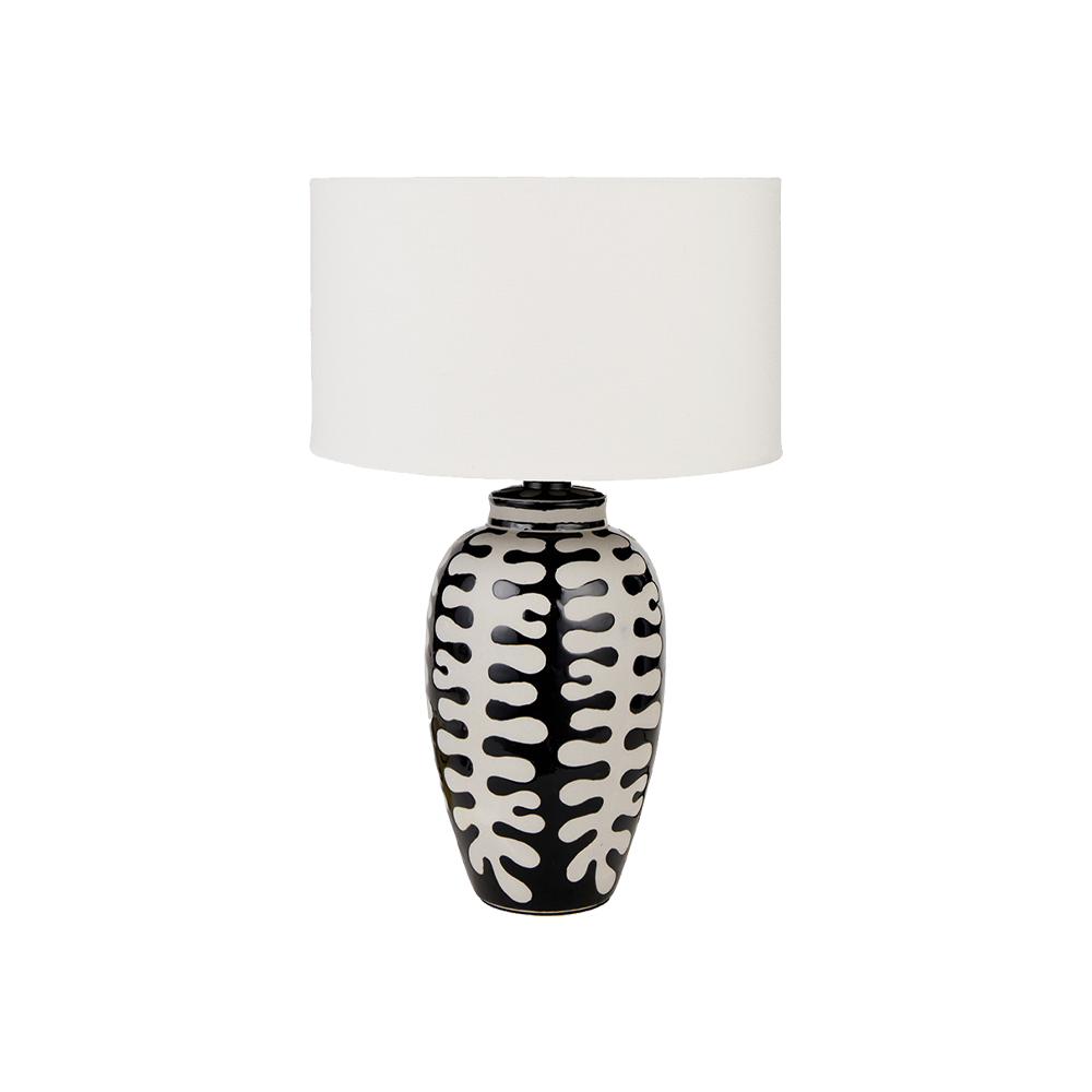 Pottlewick Black and White Tall Coral Ceramic Table Lamp