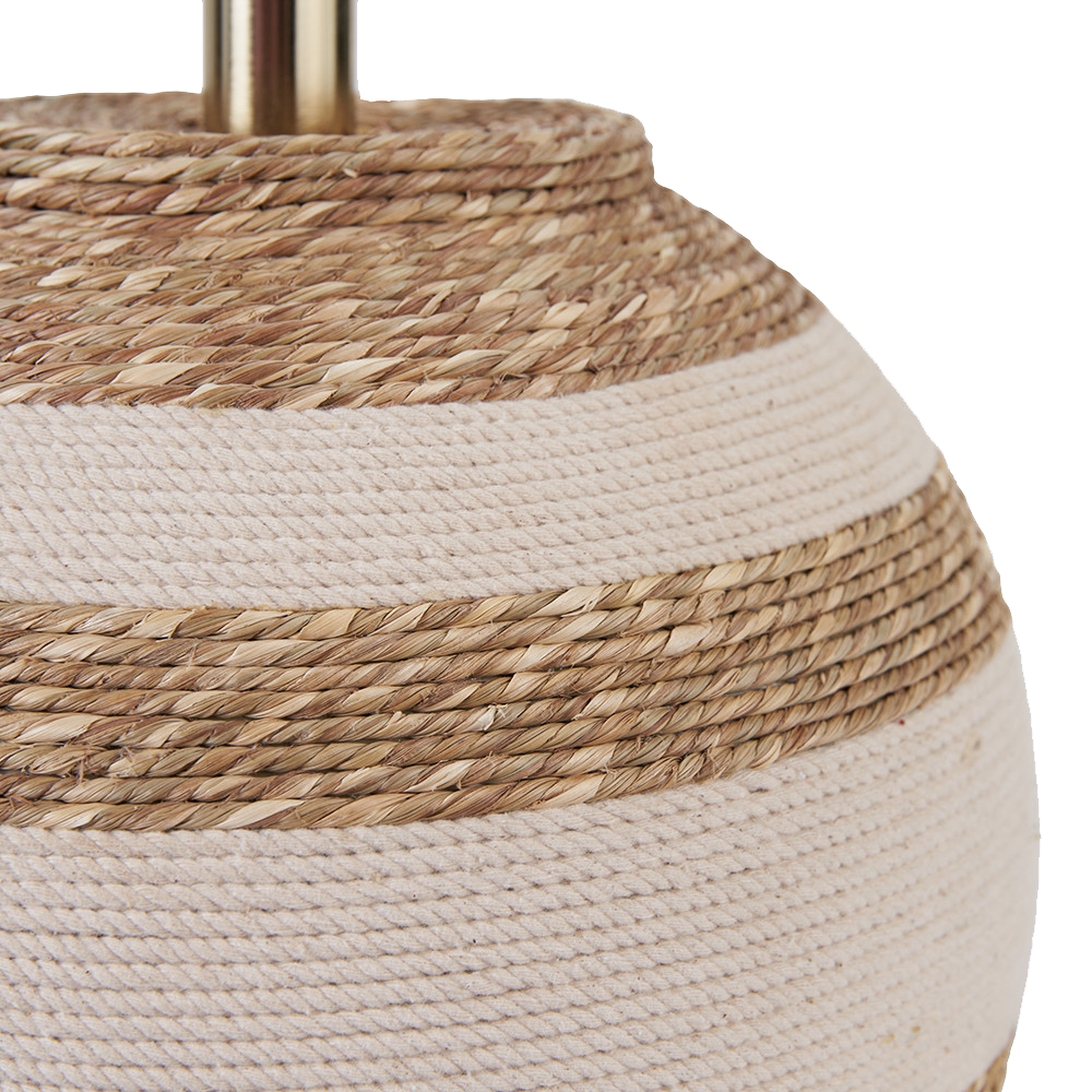 Talalla Cream and Natural Seagrass Round Table Lamp with Natural Shade