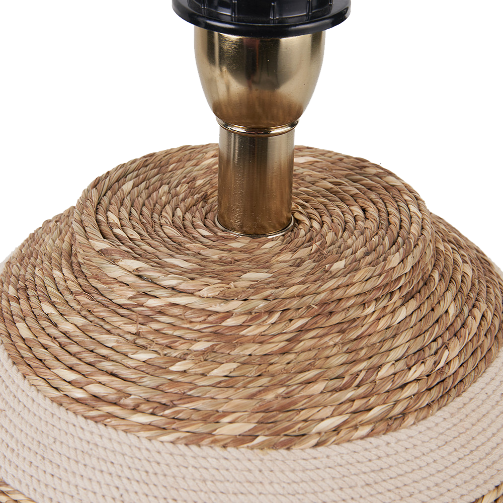 Talalla Cream and Natural Seagrass Round Table Lamp with Natural Shade