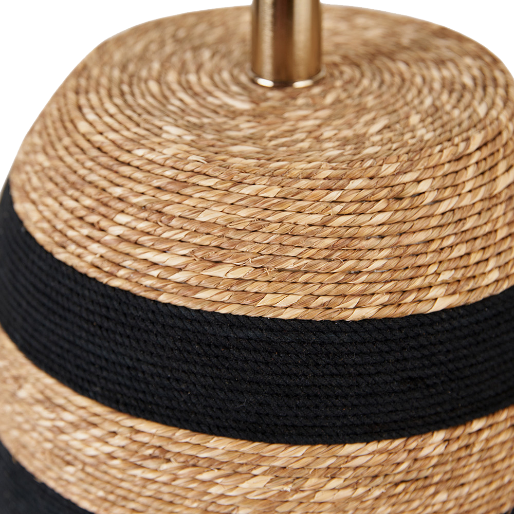 Kalutara Black and Natural Seagrass Tall Table Lamp with Black Shade