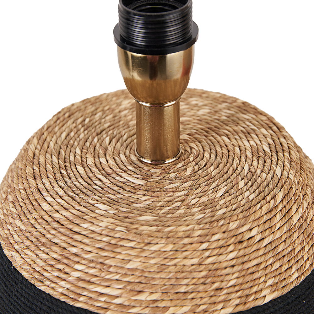 Kalutara Black and Natural Seagrass Tall Table Lamp with Black Shade