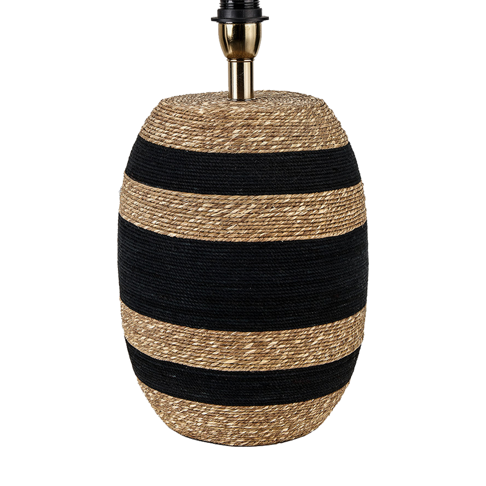 Kalutara Black and Natural Seagrass Tall Table Lamp with Black Shade