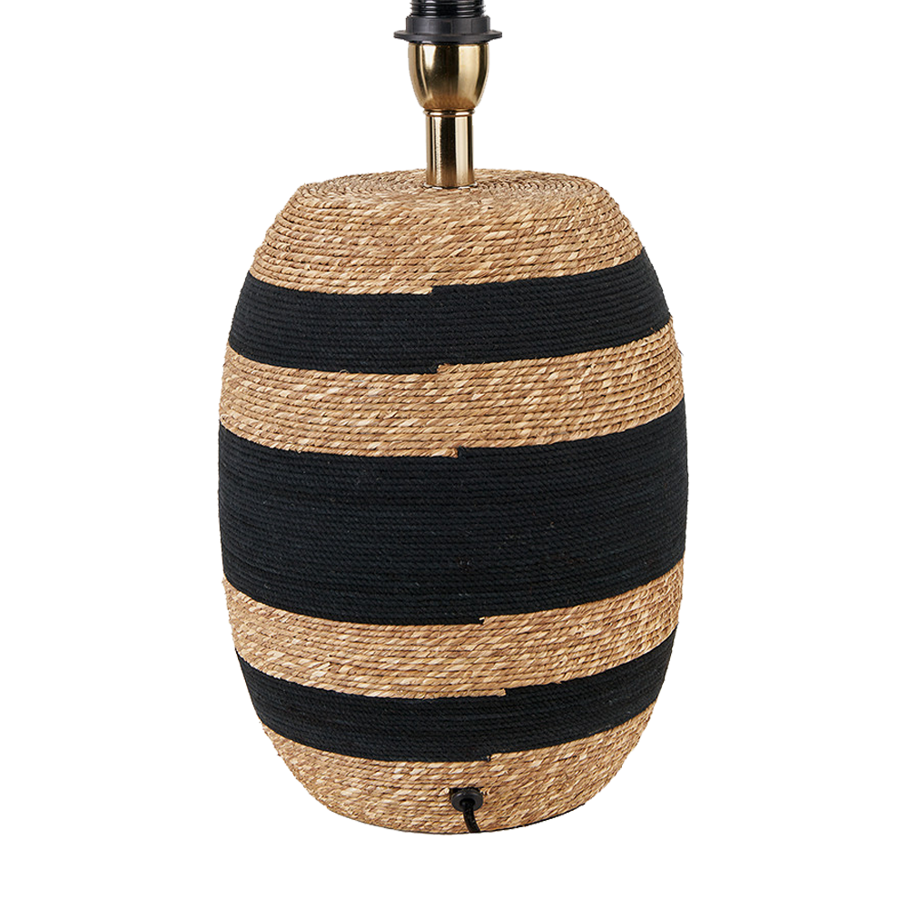 Kalutara Black and Natural Seagrass Tall Table Lamp with Black Shade