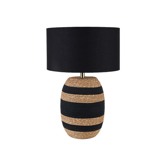 Kalutara Black and Natural Seagrass Tall Table Lamp with Black Shade