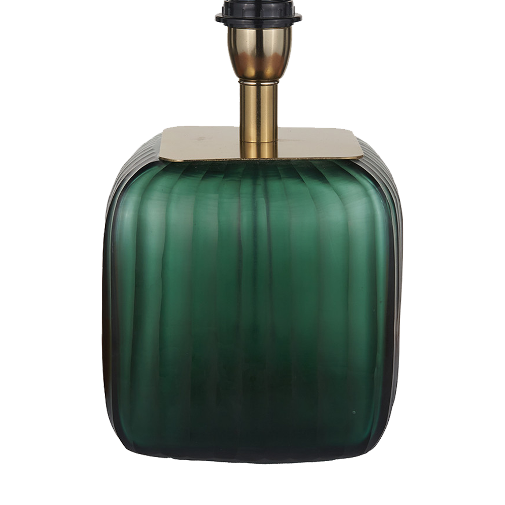 Anais Green Glass Square Table Lamp with Green Shade
