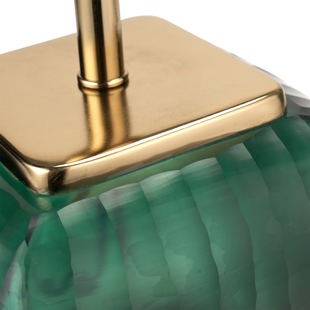 Anais Green Glass Square Table Lamp with Green Shade
