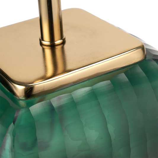 Anais Green Glass Square Table Lamp with Green Shade