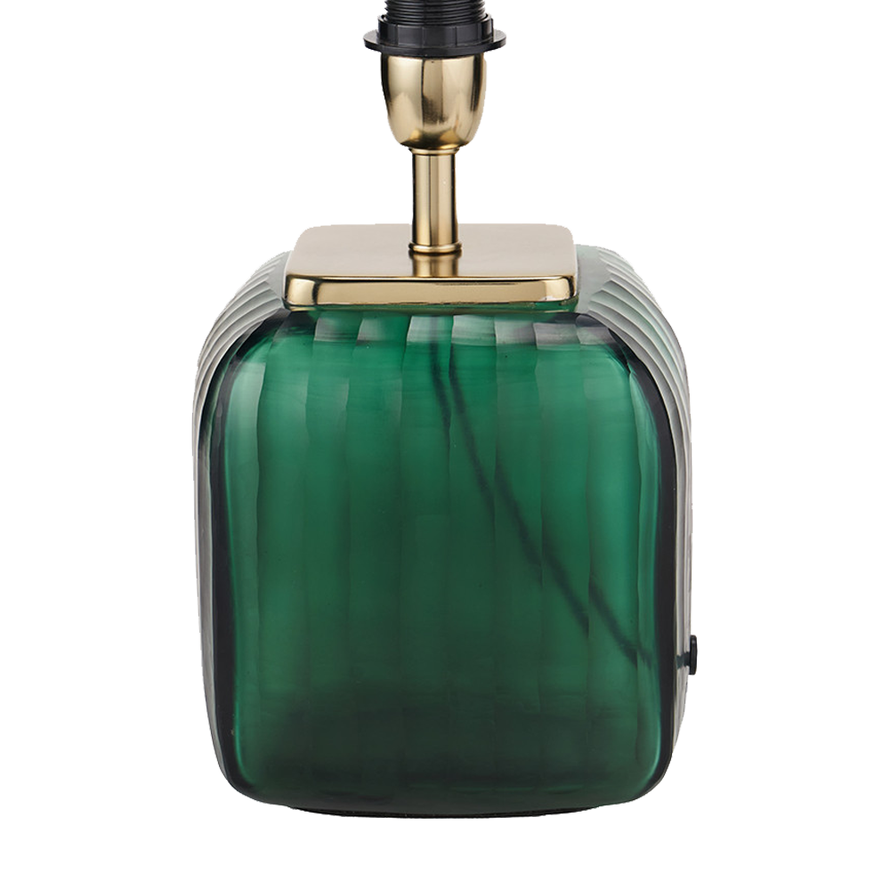 Anais Green Glass Square Table Lamp with Green Shade