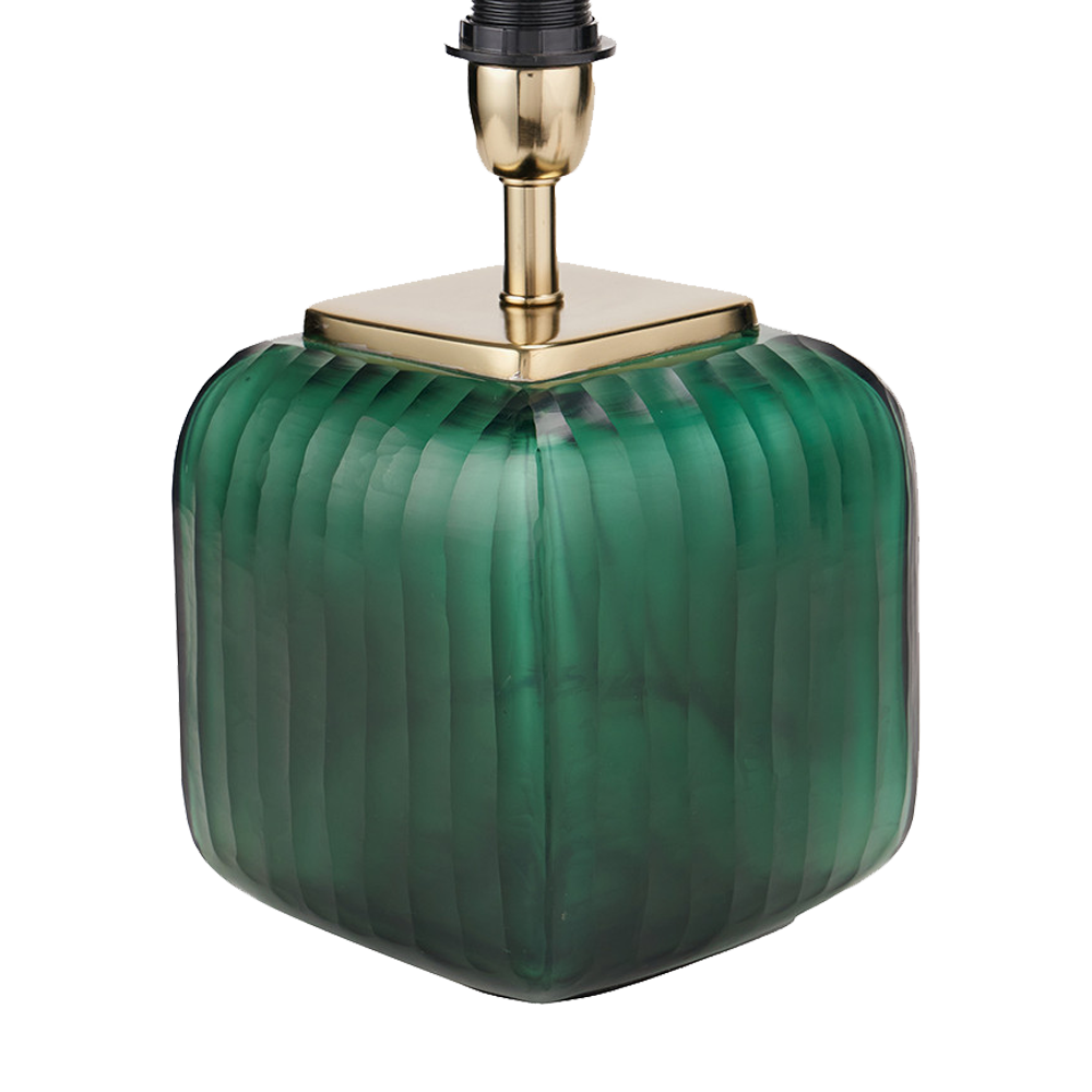 Anais Green Glass Square Table Lamp with Green Shade