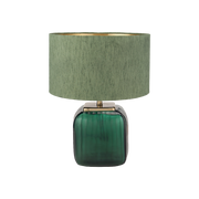 Anais Green Glass Square Table Lamp with Green Shade