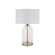 Cloche Clear Glass and Antique Brass Table Lamp