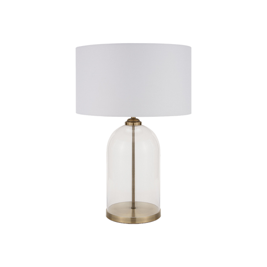 Cloche Clear Glass and Antique Brass Table Lamp
