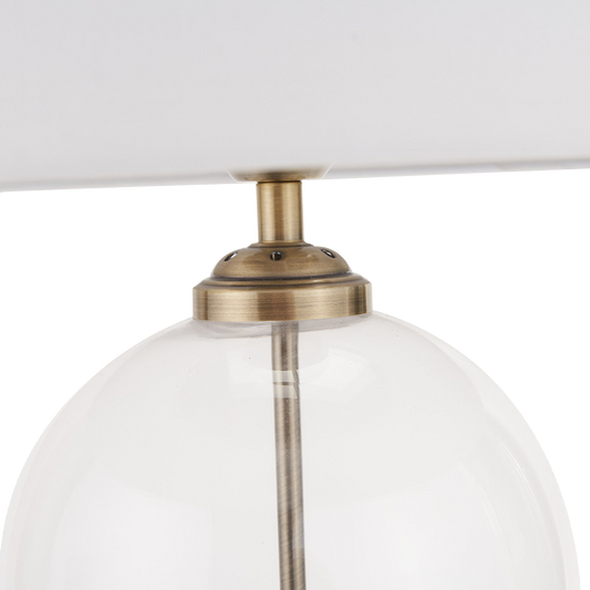 Cloche Clear Glass and Antique Brass Table Lamp
