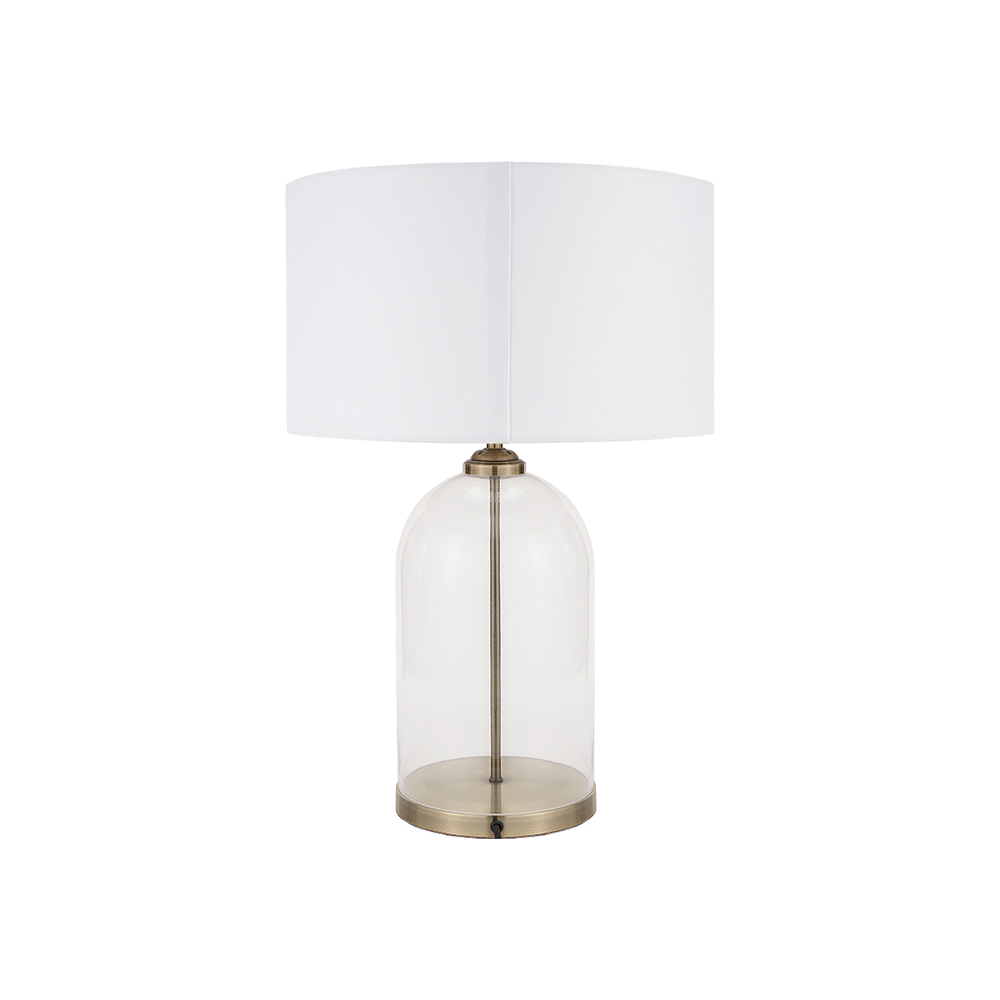 Cloche Clear Glass and Antique Brass Table Lamp