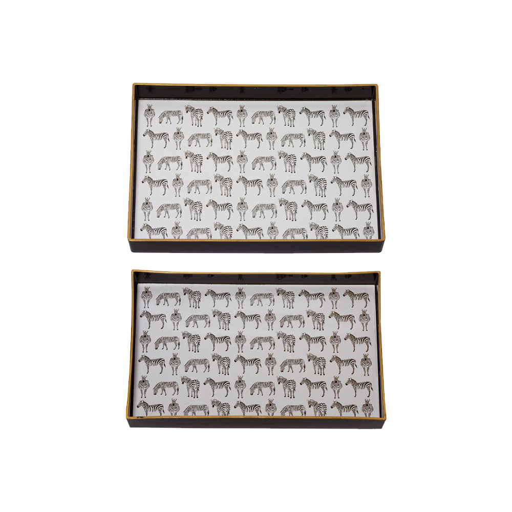 S/2 Rectangular Zebra Trays