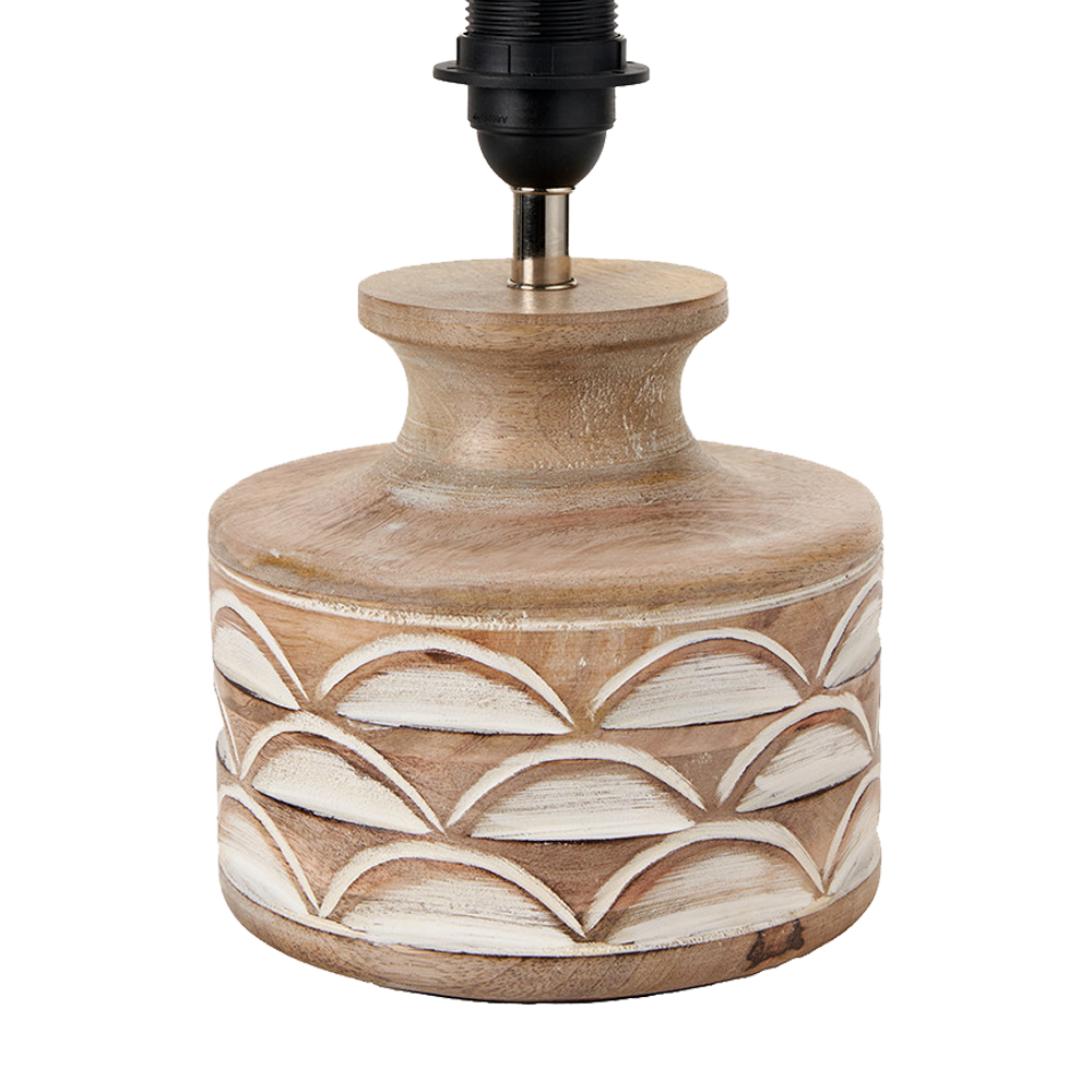 Kingsbury Whitewash Carved Wood Table Lamp