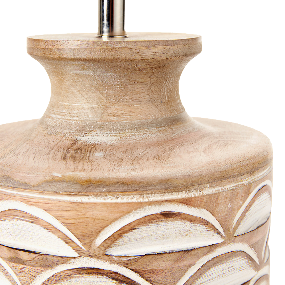 Kingsbury Whitewash Carved Wood Table Lamp