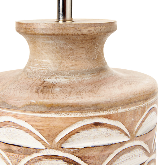 Kingsbury Whitewash Carved Wood Table Lamp