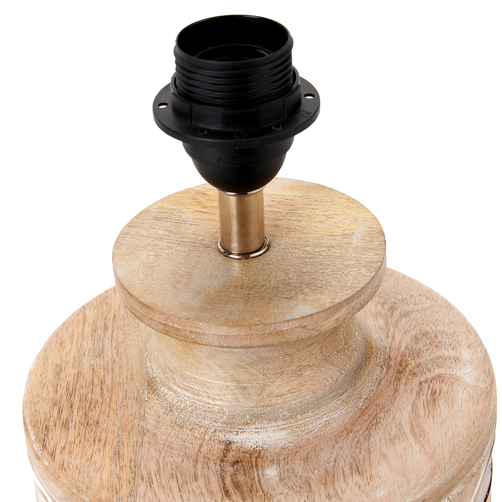 Kingsbury Whitewash Carved Wood Table Lamp