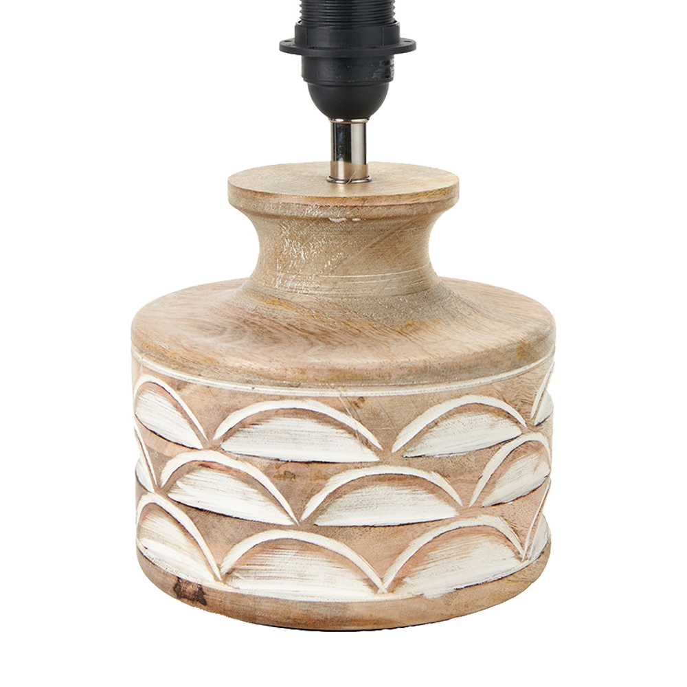 Kingsbury Whitewash Carved Wood Table Lamp