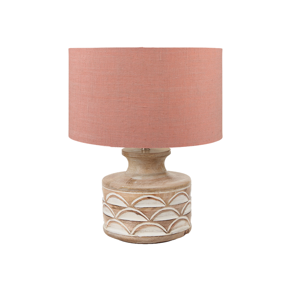 Kingsbury Whitewash Carved Wood Table Lamp