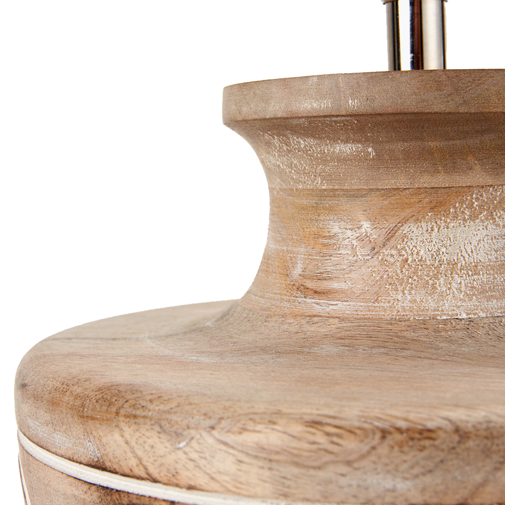 Kingsbury Large Whitewash Carved Wood Table Lamp