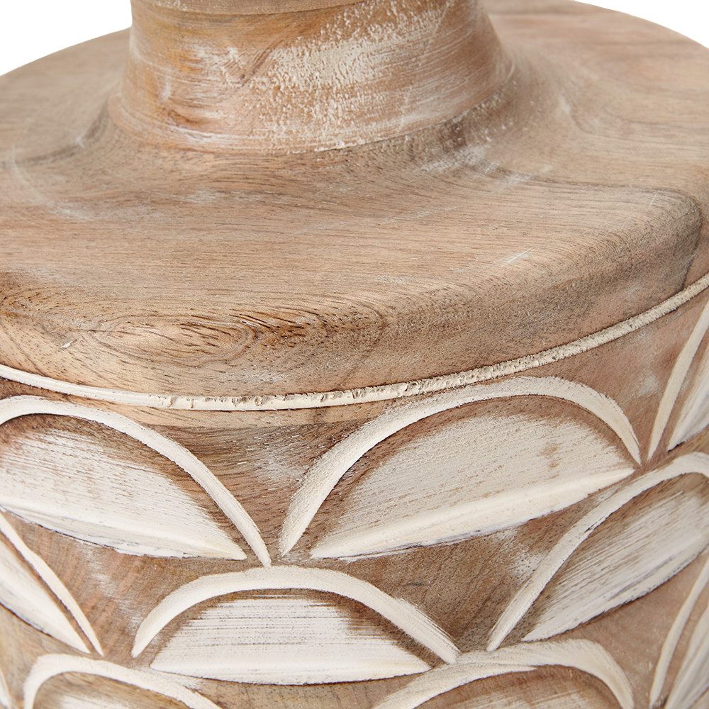Kingsbury Large Whitewash Carved Wood Table Lamp