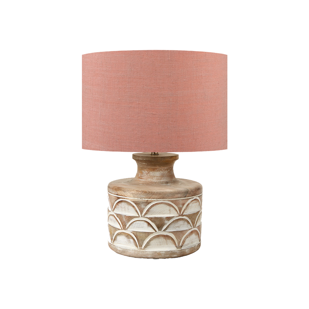 Kingsbury Large Whitewash Carved Wood Table Lamp