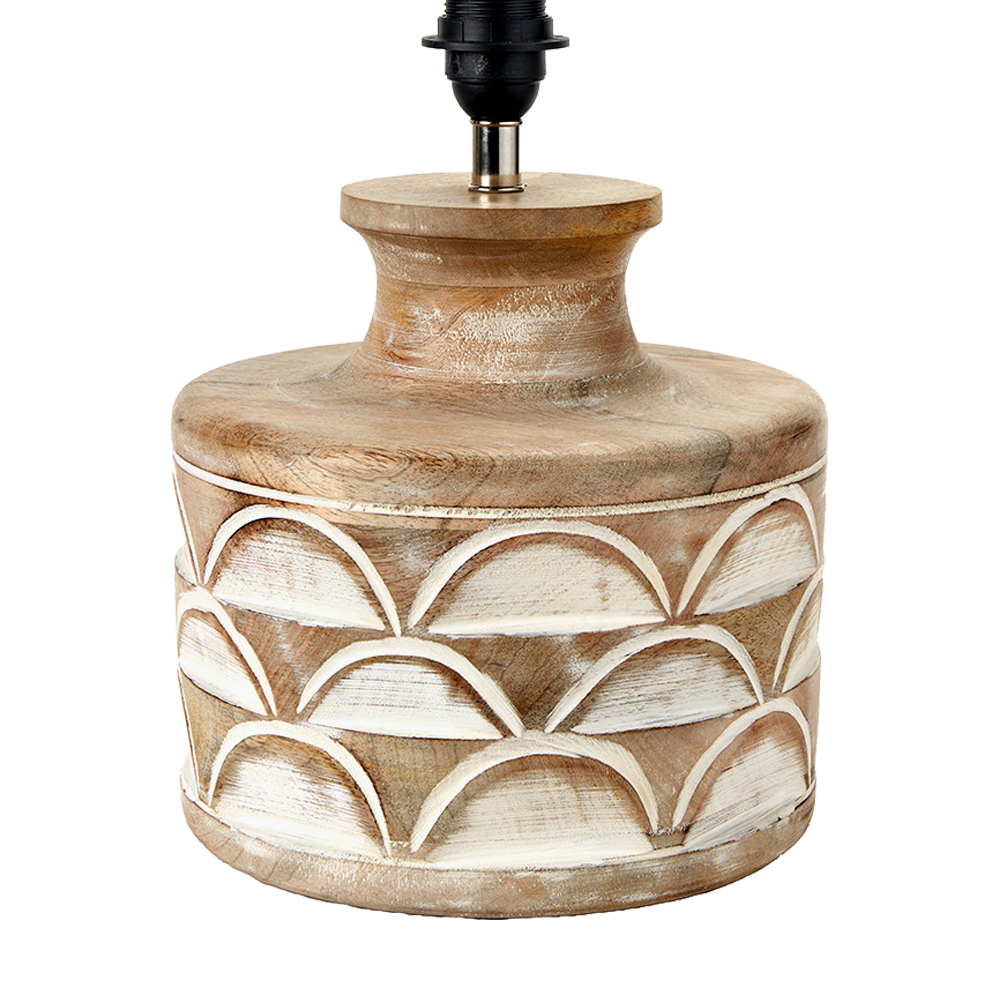 Kingsbury Large Whitewash Carved Wood Table Lamp