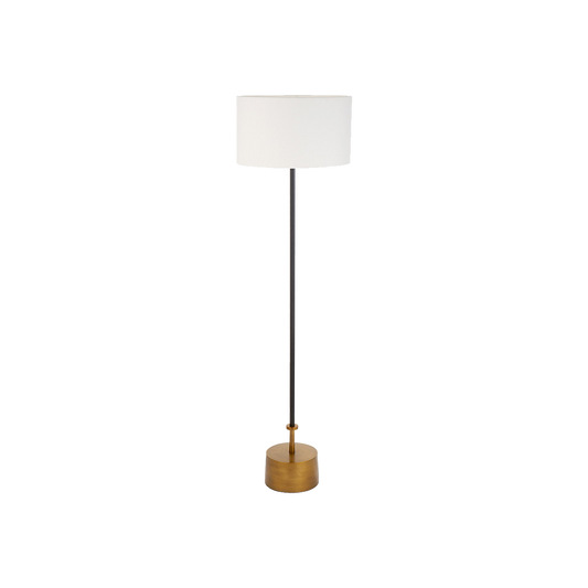Antoine Black Croc and Antique Brass Metal Floor Lamp