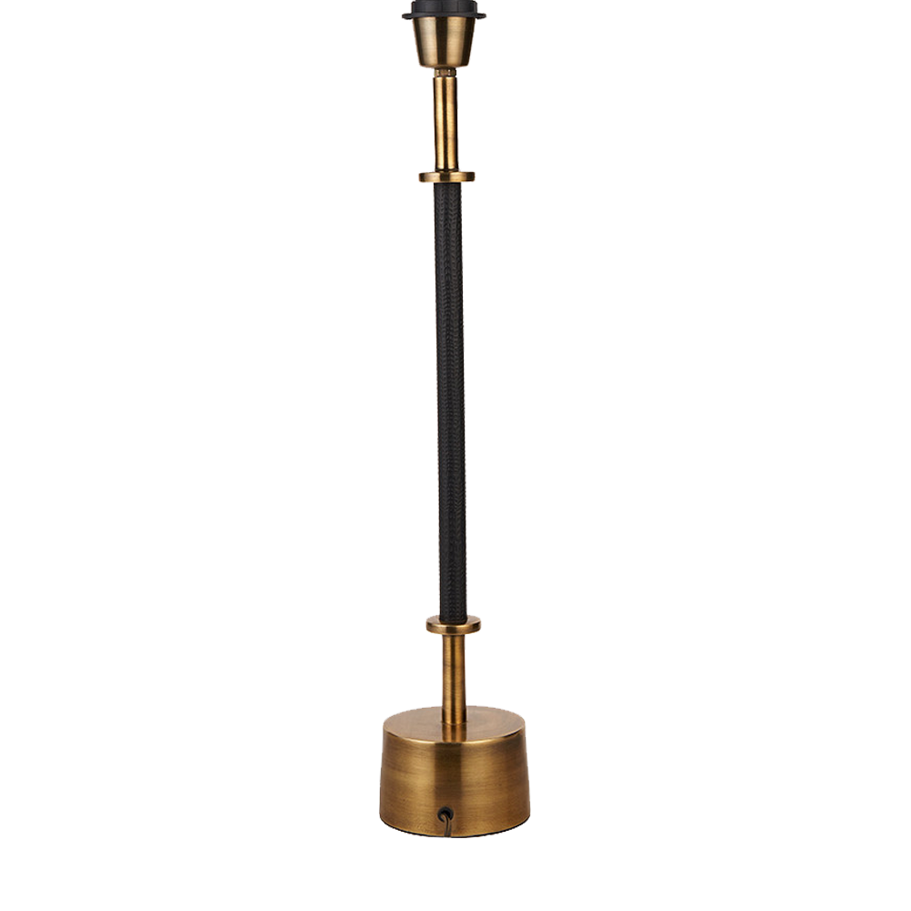 Tall Antoine Black Croc and Antique Brass Metal Table Lamp
