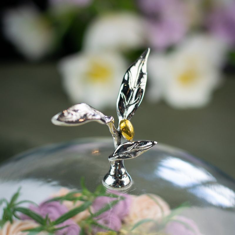 Olive Cake Stand and Glass Dome